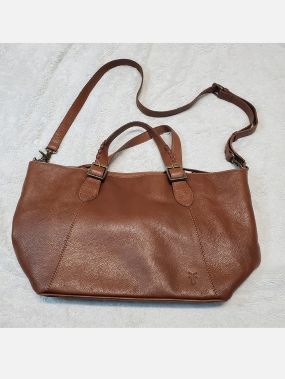 Frye Tan Brown Luxury Boho Classic Basic Luxury Leather‎ Purse Shoulder Bag Tote